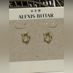 Alexis Bittar Gold and Yellow Crystal Halo Stud Earrings
